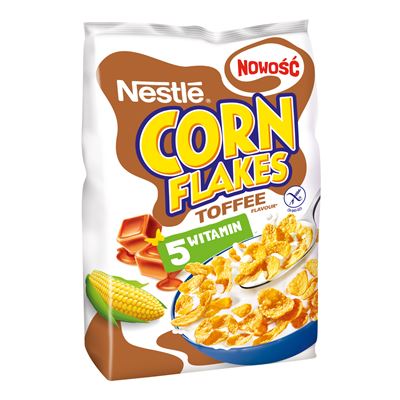 Nestle Corn Flakes Chrupiące płatki kukurydziane smak toffi 250 g