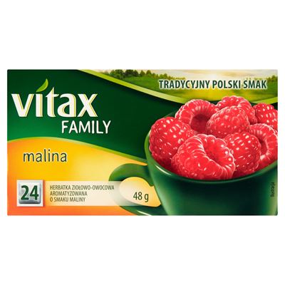 VITAX Family Herbata ziołowo-owocowa malina 24 torebki 48g