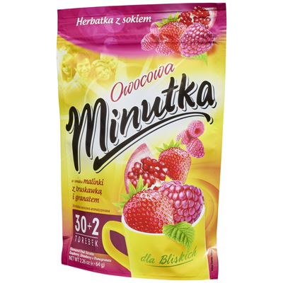 minutka Owocowa smak malinki z truskawką i granatem 32 torebki 64g