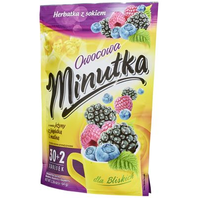 minutka Owocowa smak jeżyny z jagódką i maliną 32 torebki 64g