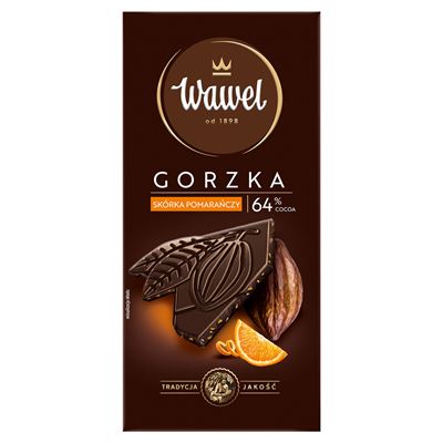 Wawel Czekolada Gorzka skórka pomarańczy 64% 90g