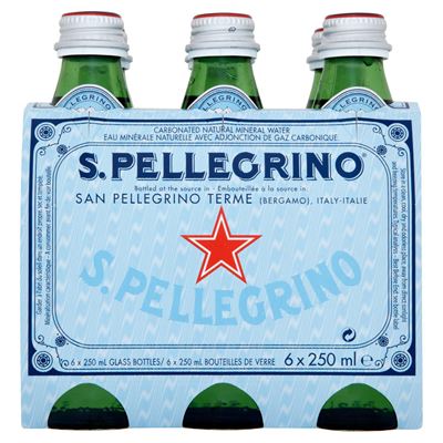 SAN PELLEGRINO Woda mineralna gazowana 6x250ml butelka szklana
