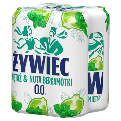 ŻYWIEC Bezalkoholowy napój piwny miętaż & nuta bergamotki 4 x 500 ml
