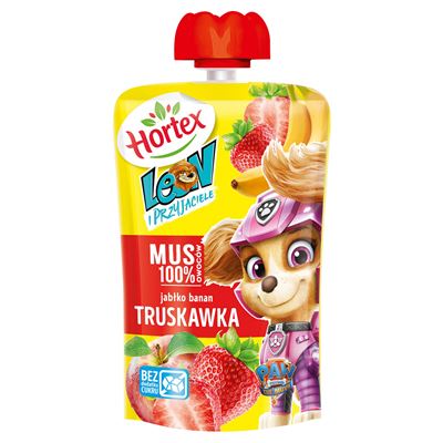 Hortex Mus 100% owoców jabłko banan truskawka 12 x 100 ml