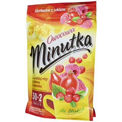 minutka Owocowa smak dzika róża z malinką i z żurawinką 32 torebki 64g