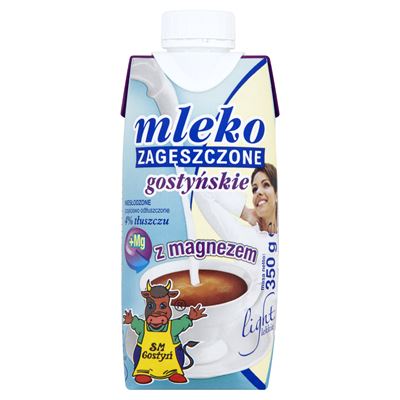 GOSTYŃ Mleko gostyńskie zagęszczone niesłodzone z magnezem light 4% 350 g 18 sztuk
