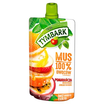 TYMBARK Mus 100% owoców pomarańcza marakuja jabłko banan 12 x 120 ml