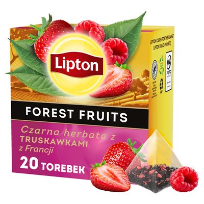 Lipton Red Fruit Herbata czarna z truskawkami 20 piramidek 30 g