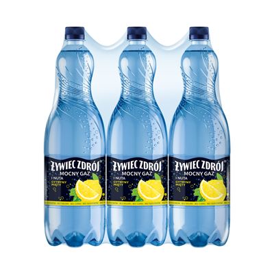 ŻYWIEC ZDRÓJ MOCNY GAZ nuta cytryny i mięty napój gazowany 6 x 1,5 l [kaucja]