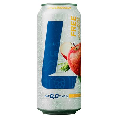 LECH Free Piwo bezalkoholowe o smaku jabłka i trawy cytrynowej 4 x 500 ml puszka [kaucja]