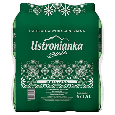 Ustronianka Biała Naturalna woda mineralna musująca 6 x 1,5 l [kaucja]