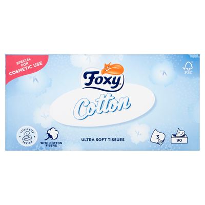 Foxy Cotton Ultra miękkie chusteczki 3 warstwowe 90 sztuk