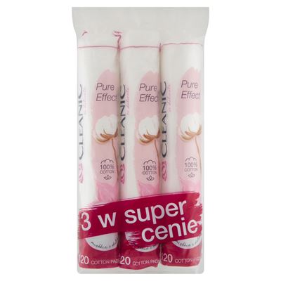 CLEANIC Pure Effect Płatki kosmetyczne 3x120 sztuk