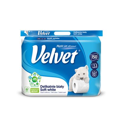 Velvet Papier toaletowy Delikatnie biały 3 warstwowy 12 rolek