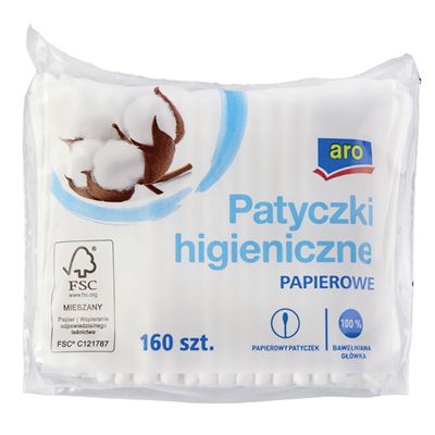 aro Patyczki higieniczne papierowe 2 x 160 sztuk