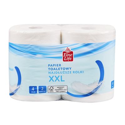 Fine Life XXL Papier toaletowy najdłuższe rolki 2 warstwowy 4 rolki