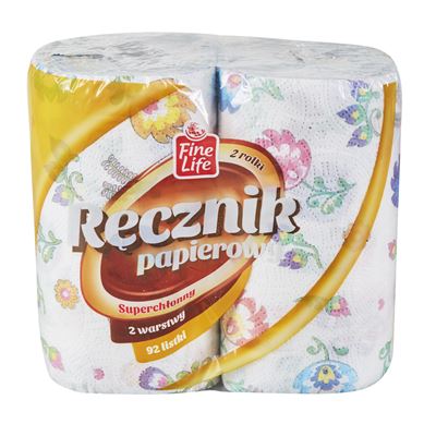 Fine Life Ręcznik papierowy superchłonny 2 warstwowy 92 listki 2 rolki