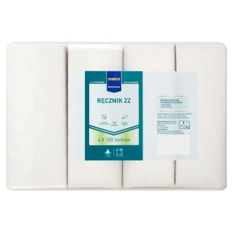 METRO PROFESSIONAL Ręcznik ZZ biały 4x150 listków