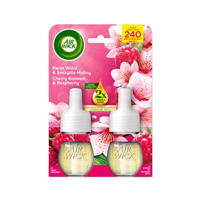 AIR WICK Essential Oils Wkład do elektrycznego odświeżacza powietrza Kwiat Wiśni & Maliny 2 x 19 ml