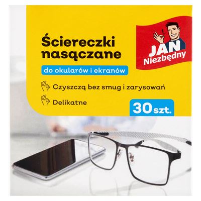 JAN Niezbędny ściereczki nasączane do okularów 30 sztuk