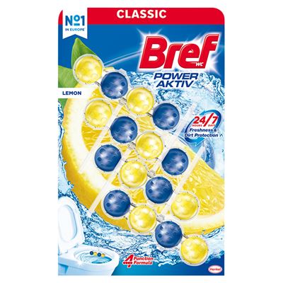 Bref WC Power Aktiv Zawieszka myjąco-zapachowa do muszli WC soczysta cytryna 50 g 4 sztuki