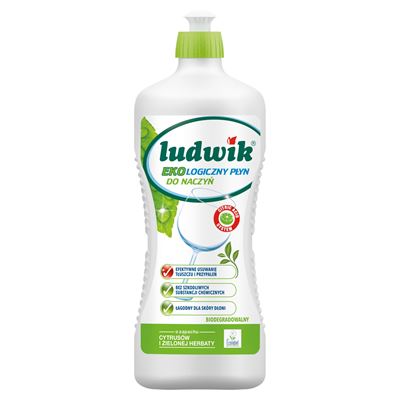 ludwik Ekologiczny płyn do mycia naczyń o zapachu cytrusów i zielonej herbaty 900 ml