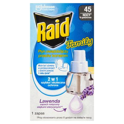 Raid Family Płyn owadobójczy przeciw komarom o zapachu lawendy 45 nocy 1 zapas