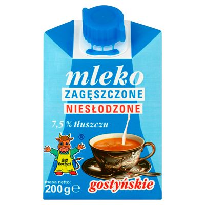 GOSTYŃ Mleko gostyńskie zagęszczone niesłodzone 7,5% tłuszczu 200 g