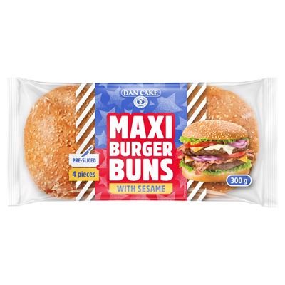 DAN CAKE Bułki pszenne z sezamem do hamburgerów 300 g (4 x 75 g)