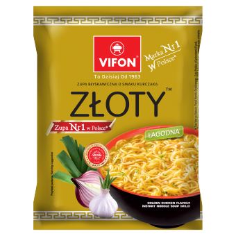 VIFON Złoty Zupa błyskawiczna o smaku kurczaka łagodna 70 g