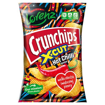CRUNCHIPS X-Cut chipsy karbowane o smaku Hot Chili 130 g