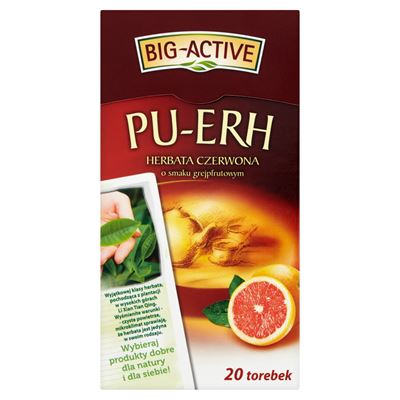 BIG-ACTIVE Pu-Erh Herbata czerwona o smaku grejpfrutowym 20 torebek 36g