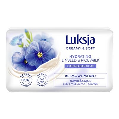 Luksja Creamy & Soft Mydło w kostce Len i mleczko ryżowe 90 g