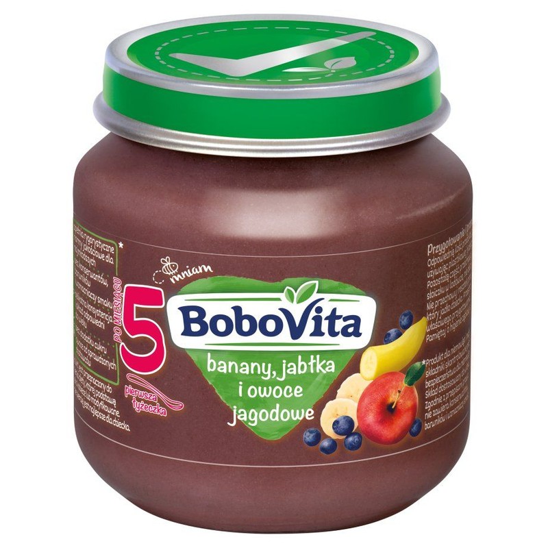Banany, jabłka i owoce jagodowe po 5 miesiącu BoboVita 125 g