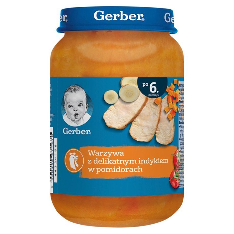 Warzywa z delikatnym indykiem w pomidorach po 6. miesiącu Gerber 190 g