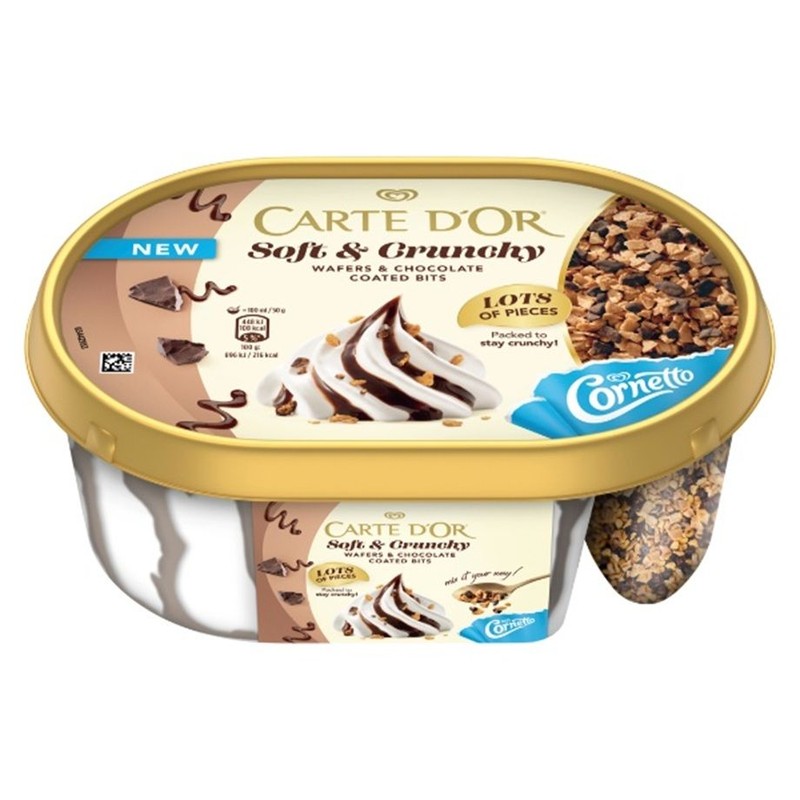 Lody waniliowe soft & crunchy z sosem czekoladowym i wafelkami CARTE D'OR 750 ml