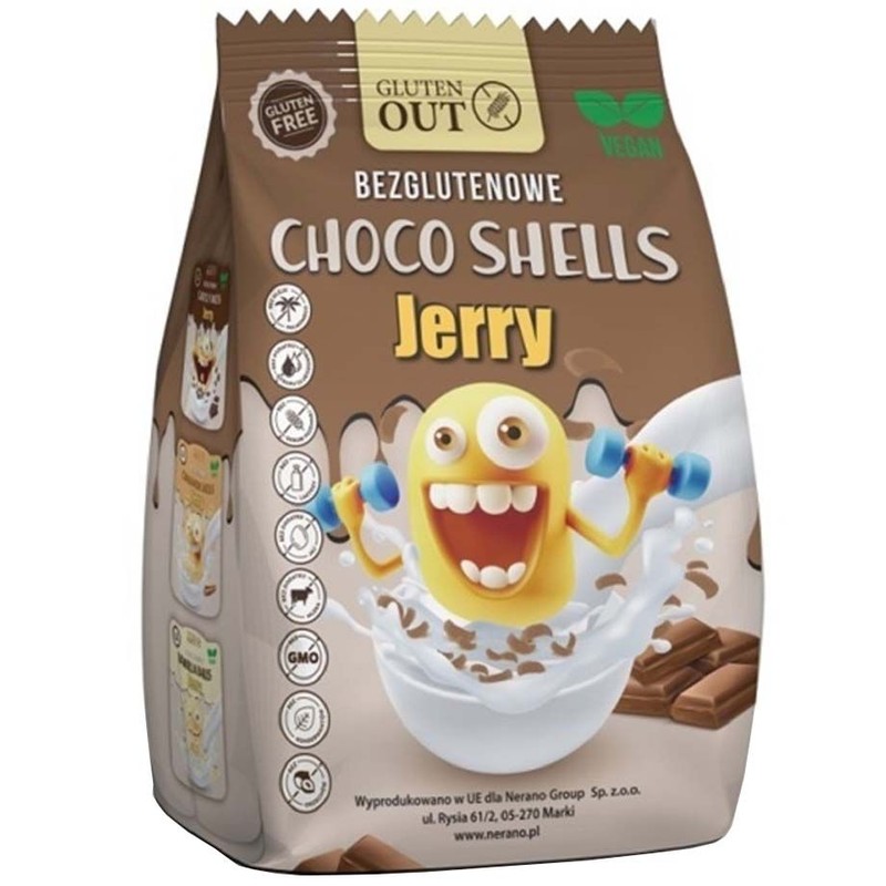 Muszelki kakaowe bezglutenowe Jerry Gluten Out   EkoWital 375 g