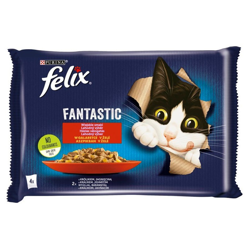 Karma mokra dla kotów Wiejskie smaki w galaretce królik-jagnięcina Felix 4 x 85 g