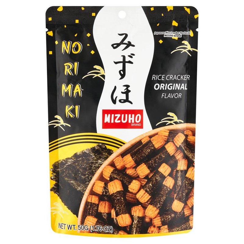 Snaki Norimaki chrupiąca przekąska na bazie ryżu z algami morskimi  Mizuho 50 g