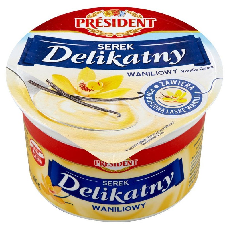 Serek waniliowy z dodatkiem pokruszonej laski wanilii President 400 g