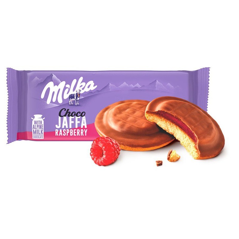 Choco Jaffa Biszkopty z galaretką malinową Milka 147 g