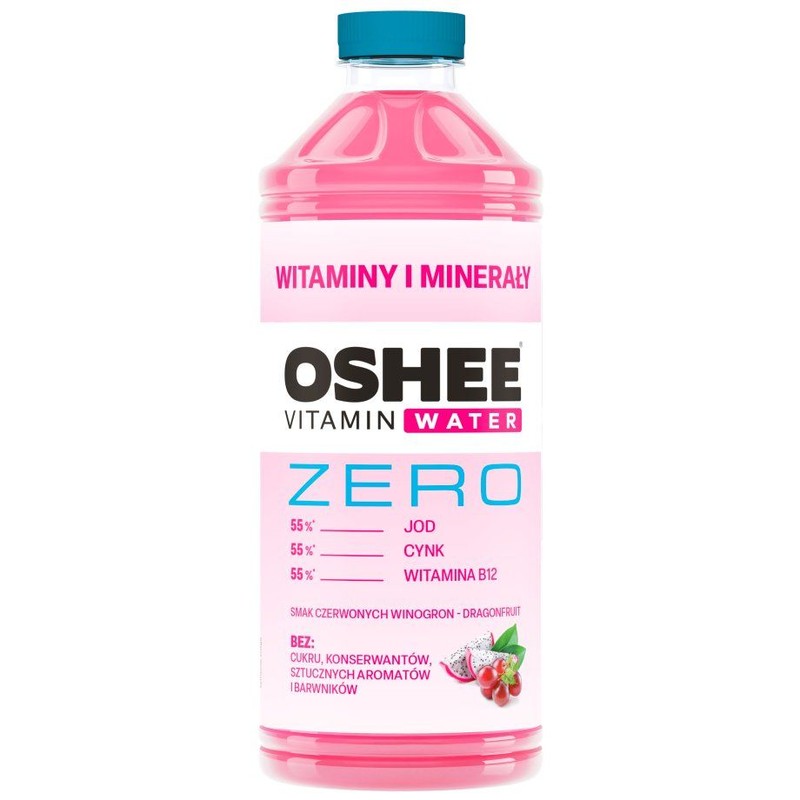 Napój witaminowy Vitamin Water Zero Cukru o smaku czerwonych winogron i smoczego owocu Oshee 1,1 l
