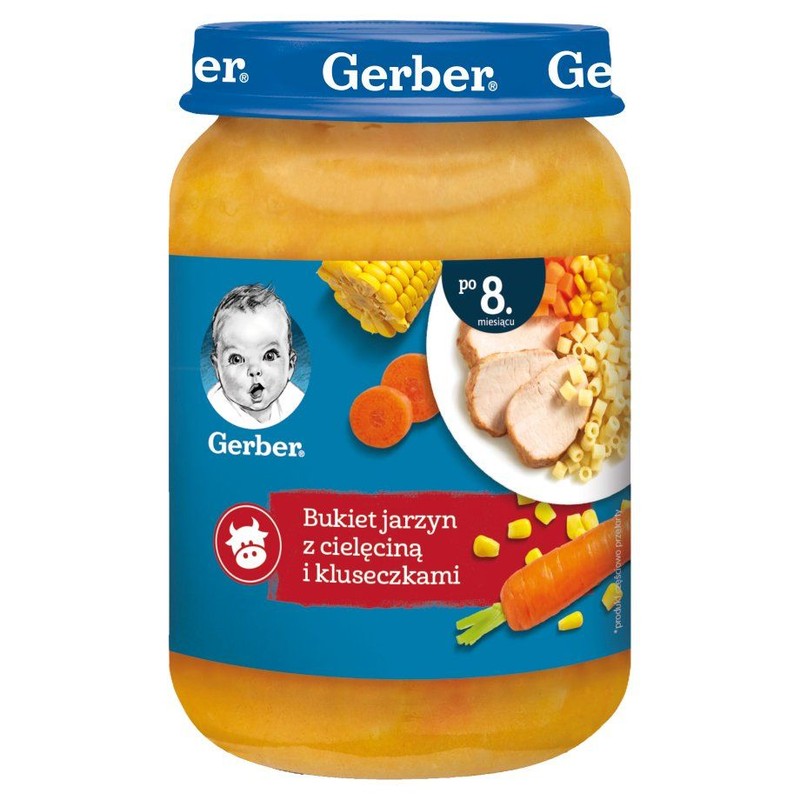 Bukiet jarzyn z cielęciną i kluseczkami po 8. miesiącu Gerber 190 g
