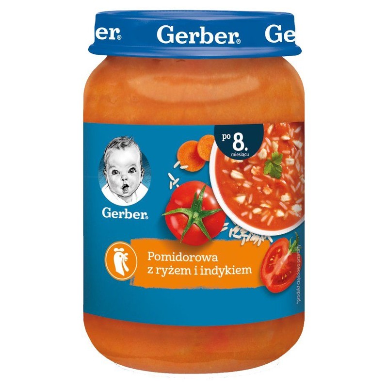 Pomidorowa z ryżem i indykiem po 8. miesiącu Gerber 190 g