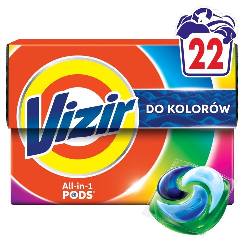 Kapsułki do prania kolorów All-in-1 Pods Vizir 22 kapsułki