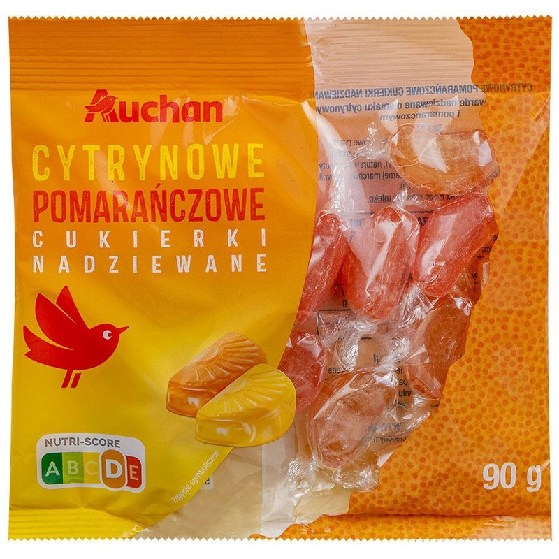 Cukierki nadziewane cytrynowo-pomarańczowe Auchan 90 g