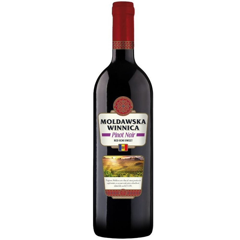 Wino mołdawskie czerwone półsłodkie Pinot Noir alk. 12,5% obj.   Moldawska Winnica 750 ml