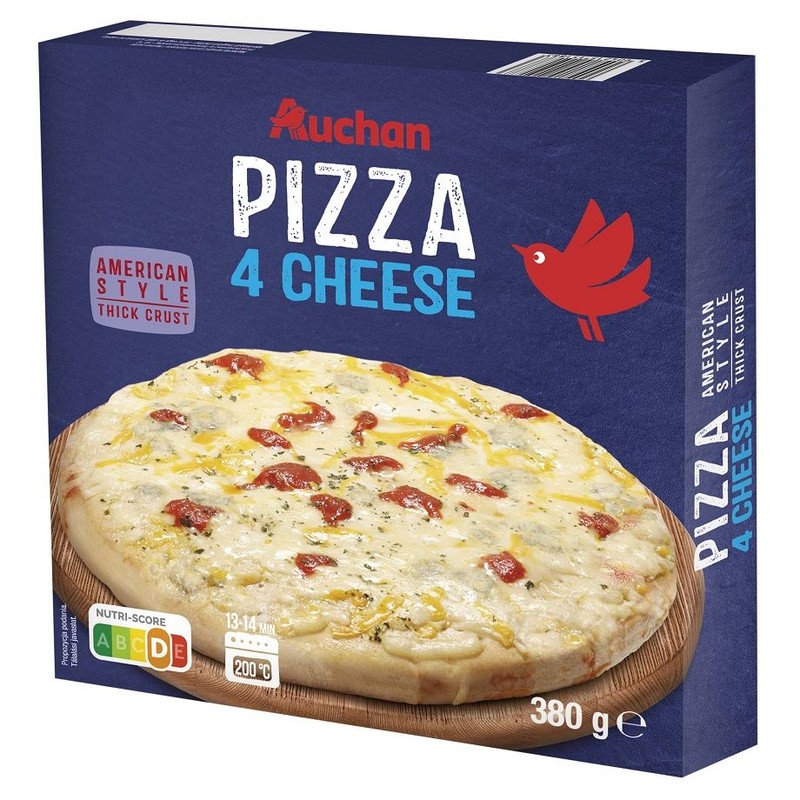 Pizza grube ciasto 4 sery Auchan 380 g