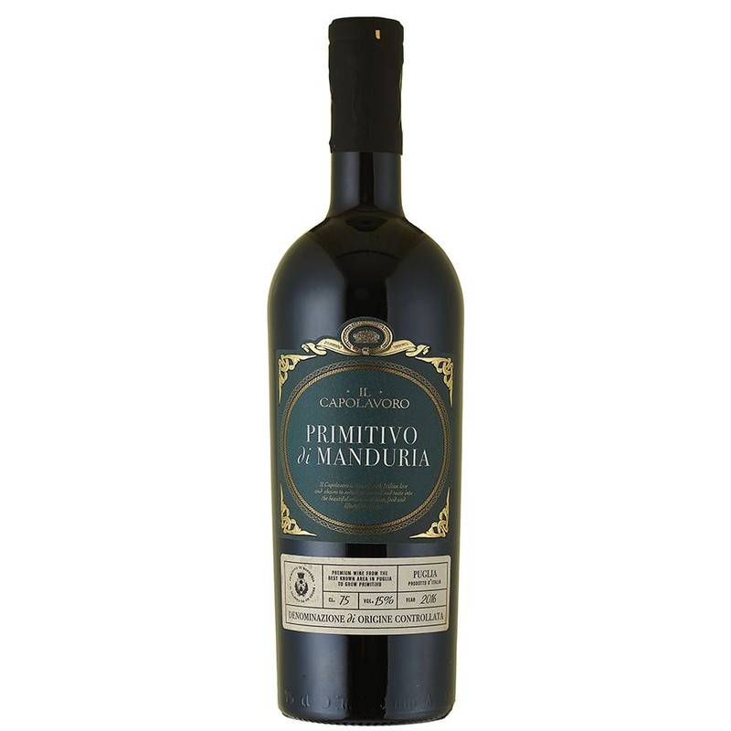 Wino włoskie czerwone półwytrawne Primitivo di Mandura alk. 15,0% obj. Il Capolavoro 750 ml