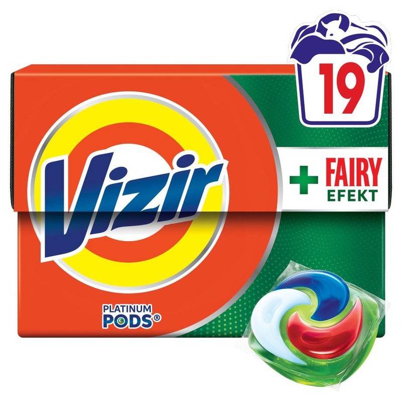 Kapsułki do prania + Fairy Efekt Platinum Pods Vizir 19 kapsułek